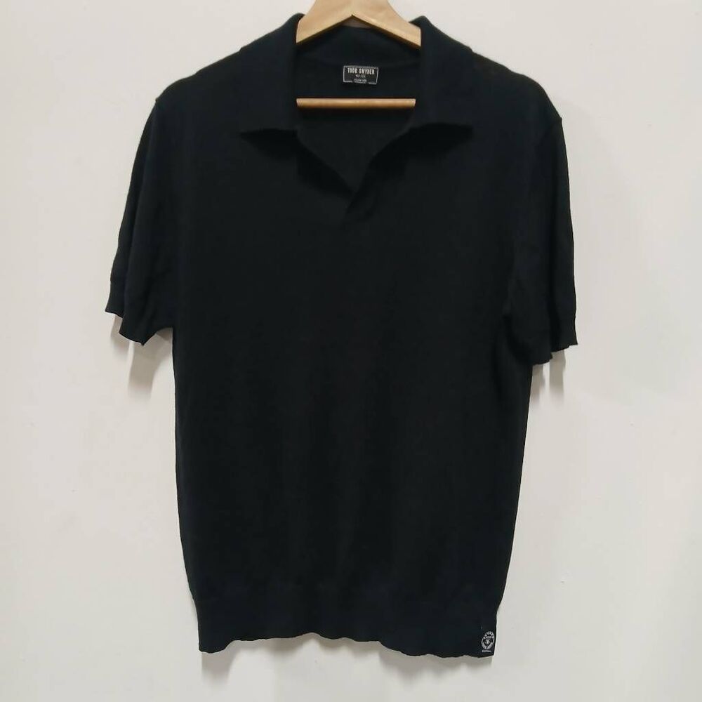 Todd snyder new york mens small linen cotton polo shirt black knitted